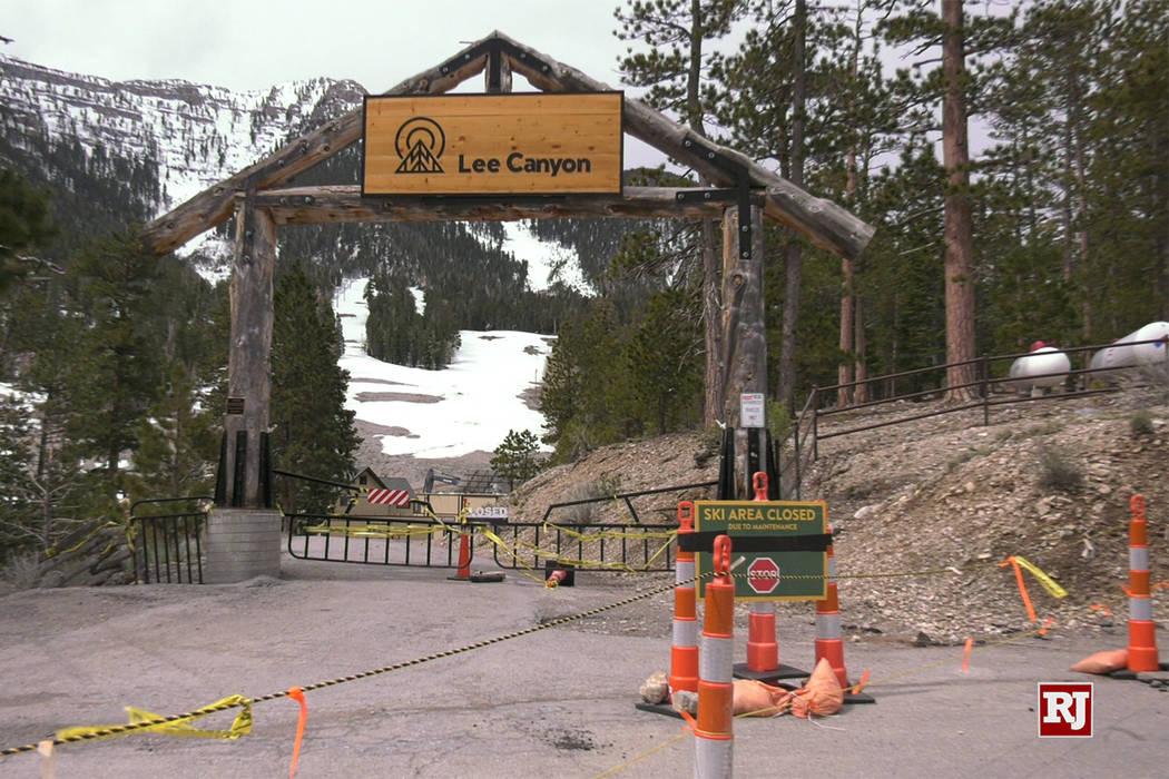 The eaks of Mount Charleston and Lee Canyon Ski area are covered in early morning snow Sunday, ...