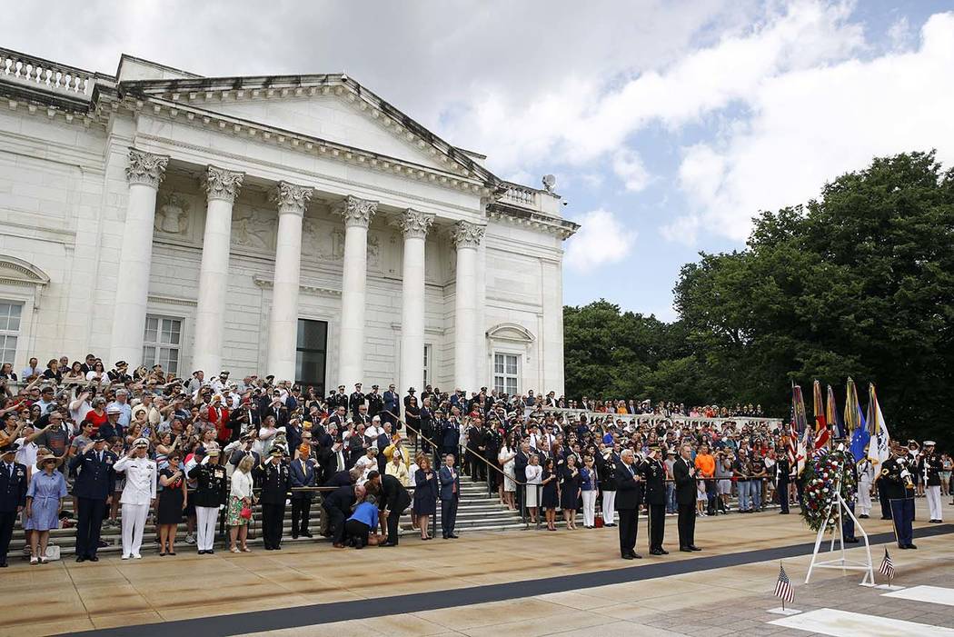 Vice President Mike Pence, U.S. Army Maj. Gen. Michael Howard and Acting Defense Secretary Patr ...