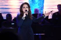 Singer Gloria Estefan performs at the Statue of Liberty Museum opening celebration at Battery P ...