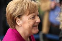 German Chancellor Angela Merkel arrives for a meeting of the European People's Party prior to a ...