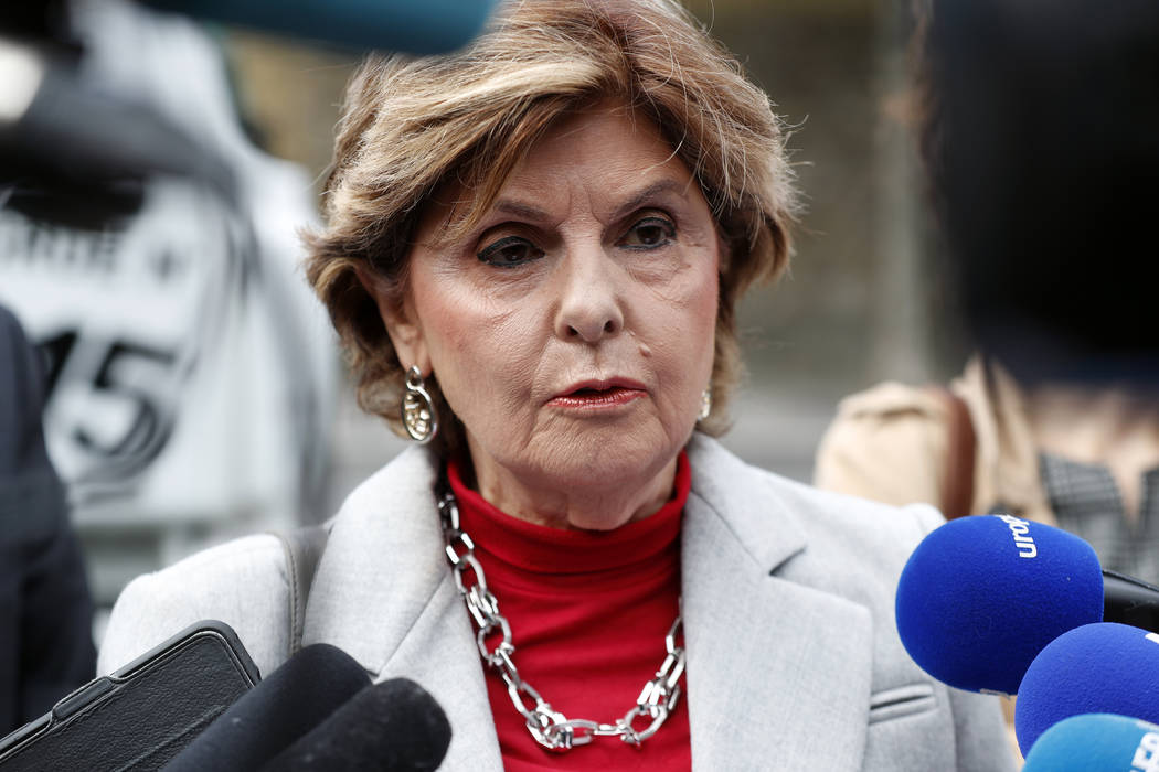 American lawyer Gloria Allred gives a press conference, in Paris, Tuesday, May 28, 2019. The la ...
