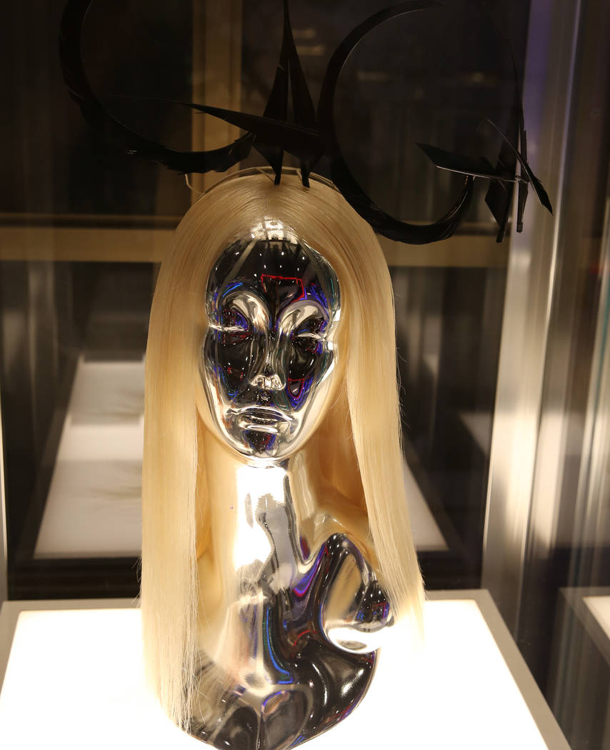 Custom "GAGA" headpiece worn by Lady Gaga is displayed at Haus of Gaga store during a ...