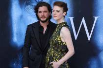 In this July 12, 2017, file photo, Kit Harington, left, and Rose Leslie arrive at the LA Premie ...