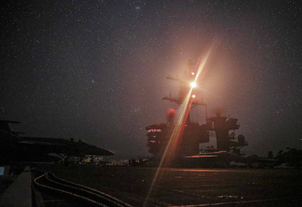 In this photo taken on Sunday, May 26, 2019 photo released by U.S. Navy, The Nimitz-class aircr ...