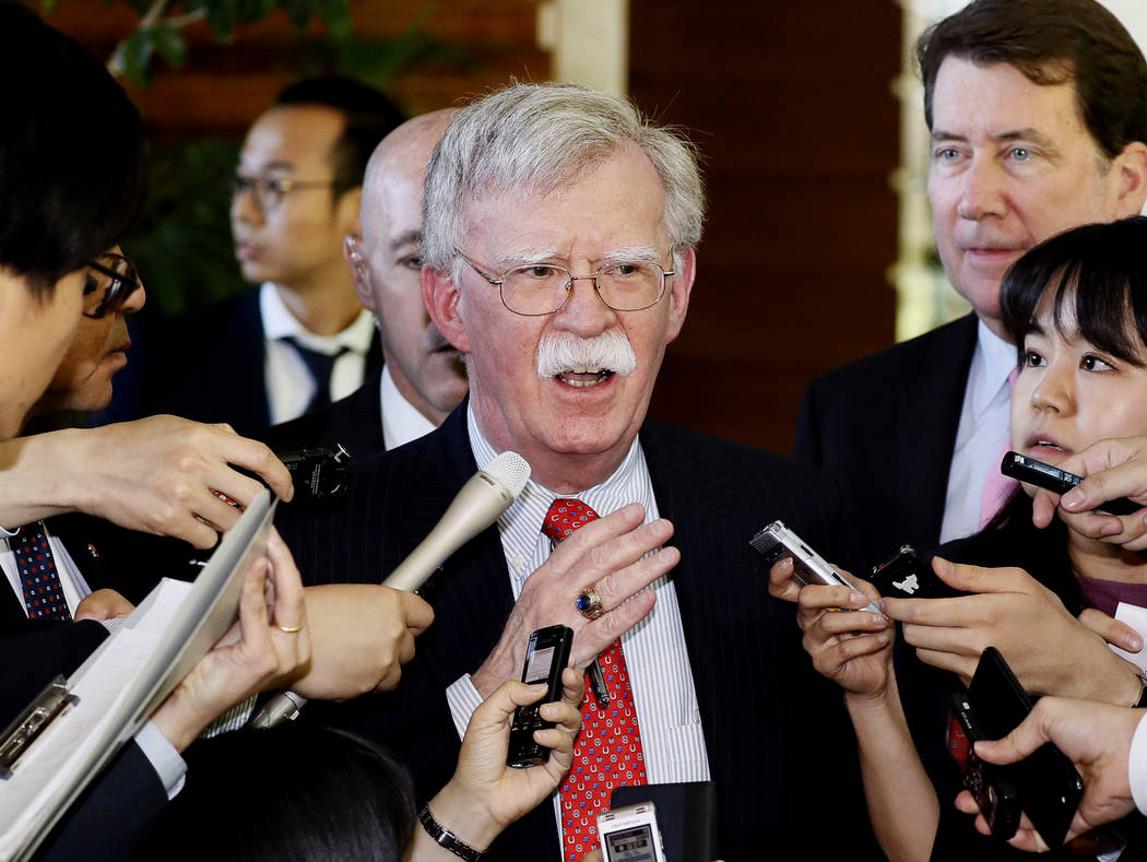 FILE - In this Friday, May 24, 2019, file photo, U.S. National Security Adviser John Bolton is ...