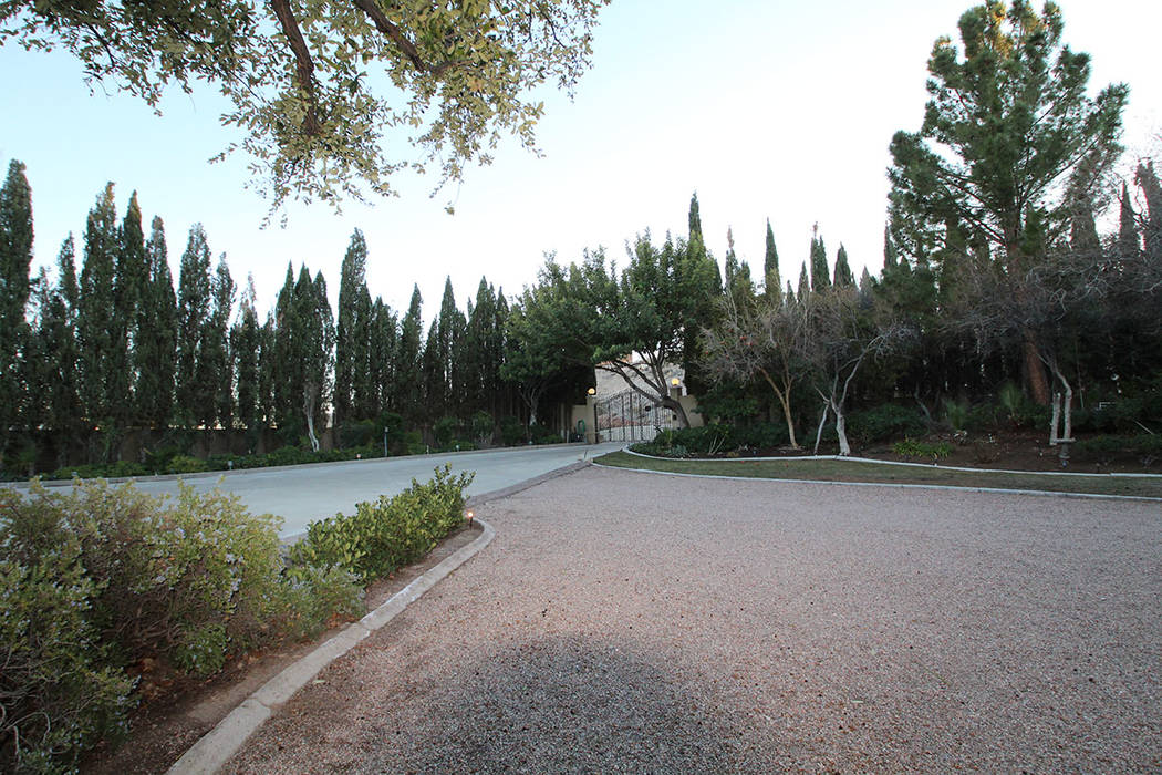 The 2.2-acre gated private lot features lush landscaping. (Mt. Charleston Realty)