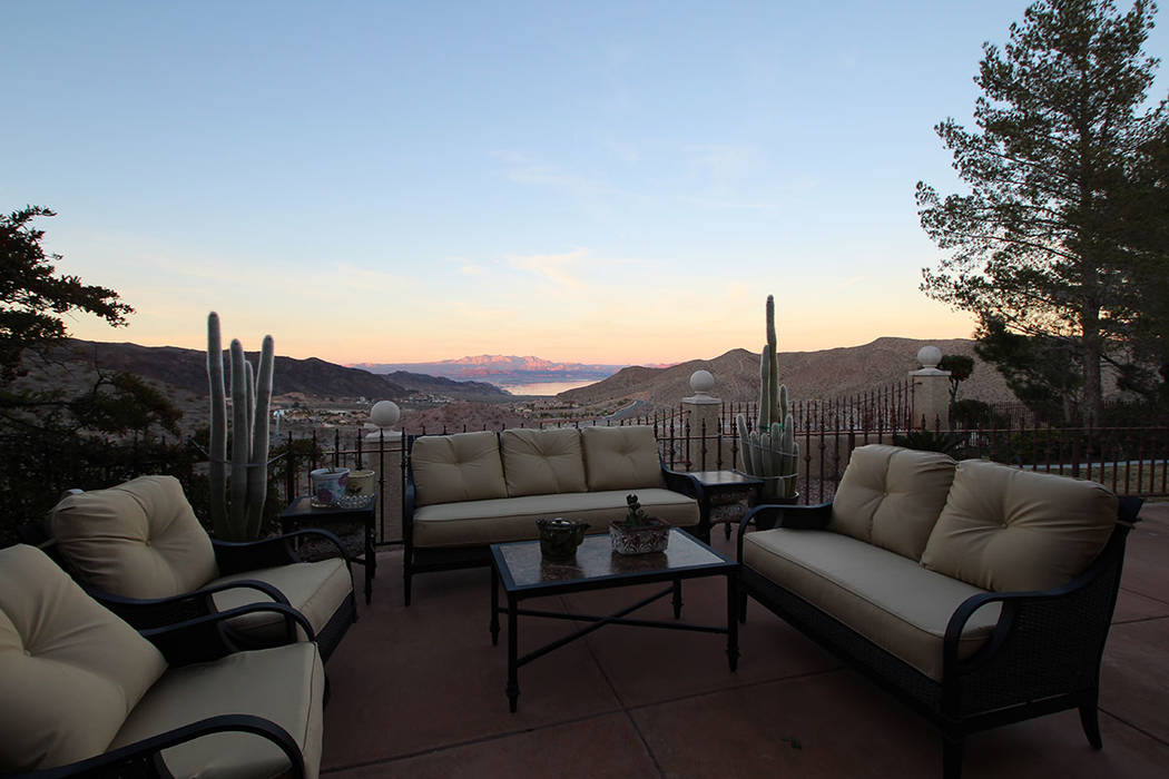 The patio with its view of Lake Mead is a favorite sitting place. (Mt. Charleston Realty)