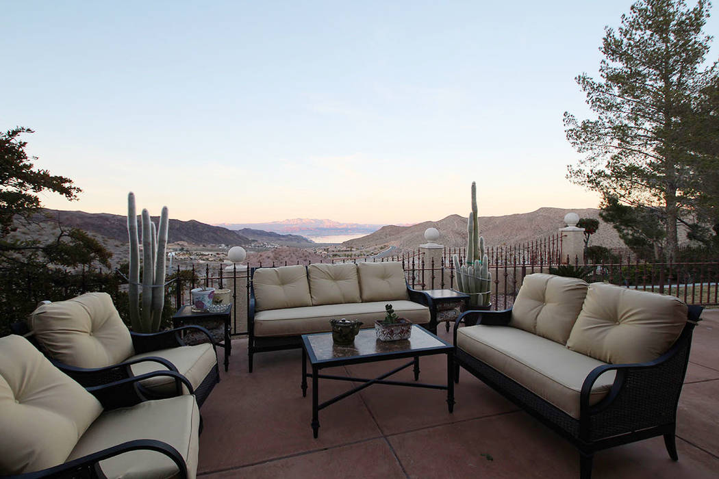 Mt. Charleston Realty The patio with its view of Lake Mead is a favorite sitting place.