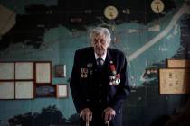 British D-Day veteran Leonard 'Ted' Emmings, who was a naval Coxswain serving on a small landin ...