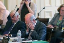 N.H. Sen. David Watters, D-Barrington, Dover, Rollinsford, and Somersworth, pauses after the ta ...