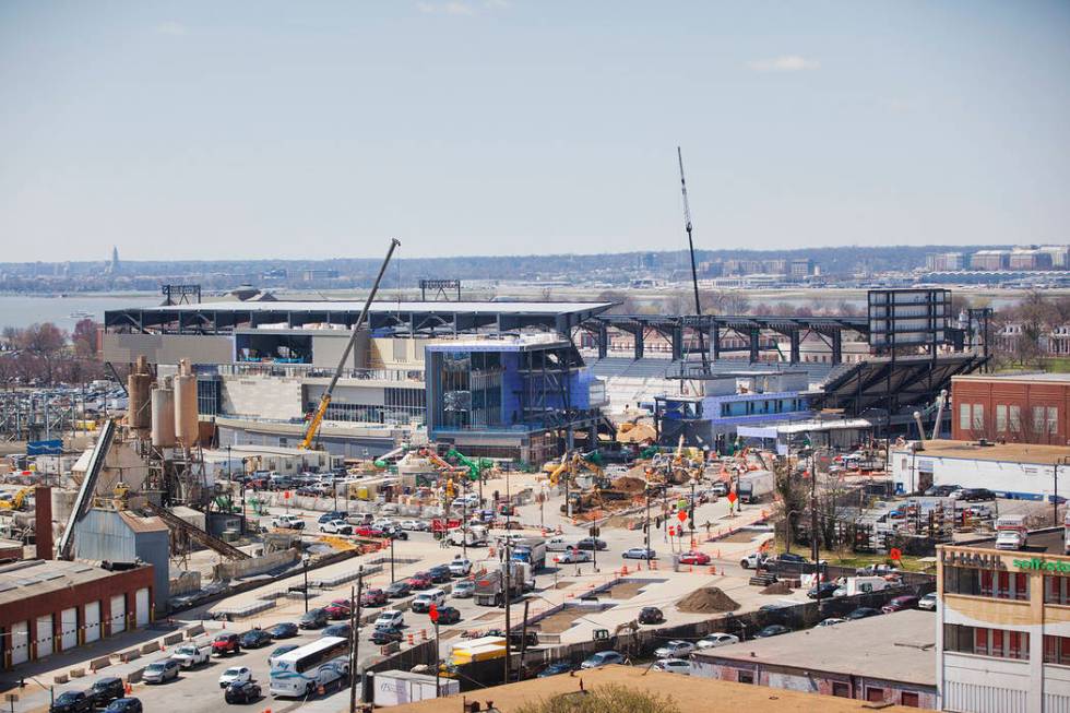 Construction of Audi Field, home of Major League Soccer team D.C. United, as seen from National ...