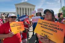 Immigration activists rally April 23, 2019, outside the Supreme Court as the justices hear argu ...