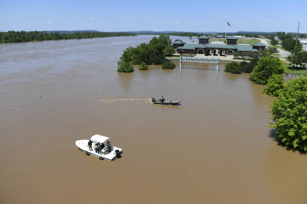 The Arkansas River floods Harry E. Kelley River Park Thursday, May 30, 2019, in Fort Smith, Ark ...