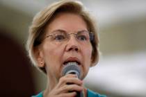 Democratic presidential candidate Sen. Elizabeth Warren speaks to local residents during a meet ...