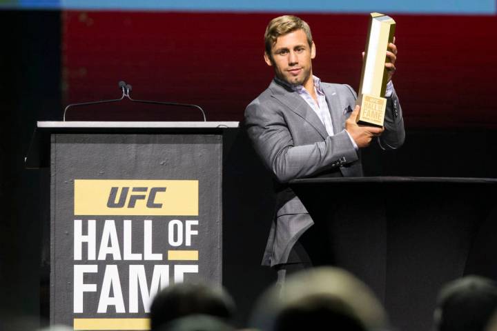 Urijah Faber is inducted to the 2017 UFC Hall Of Fame during a ceremony at the Park Theater ins ...