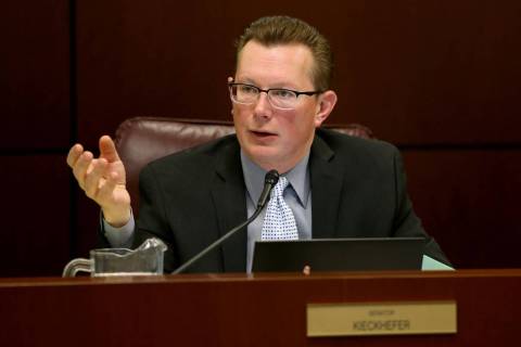 Sen. Ben Kieckhefer, R-Reno, asks a question during a Finance Committee meeting in the Legislat ...