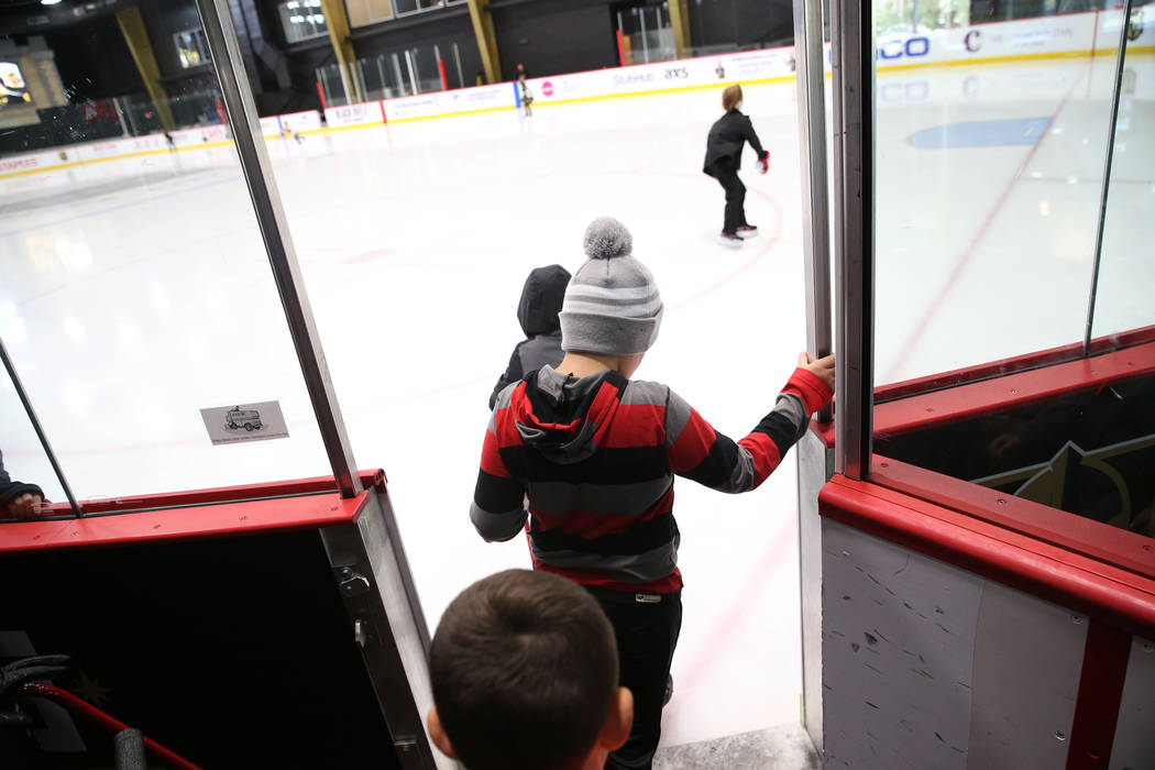 Children take the ice for the Jake Kielb's Hockey Foundation open skate session at City Nationa ...
