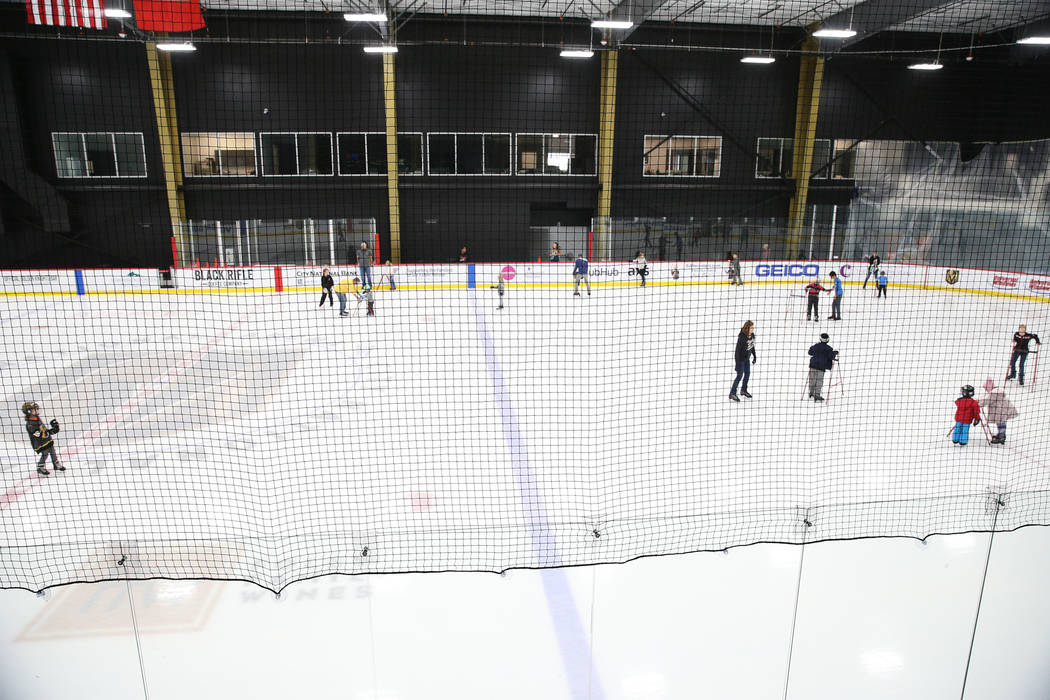 Children skate during the Jake Kielb's Hockey Foundation open skate session at City National Ar ...