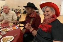Bernice Gaar, center, and Olga Gaar, right, have attended the 90-plus banquet for around three ...