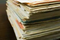 File cabinets full of public records are seen at the Clark County Government Center in Las Vega ...