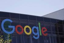 This July 19, 2016, file photo shows the Google logo at the company's headquarters in Mountain ...