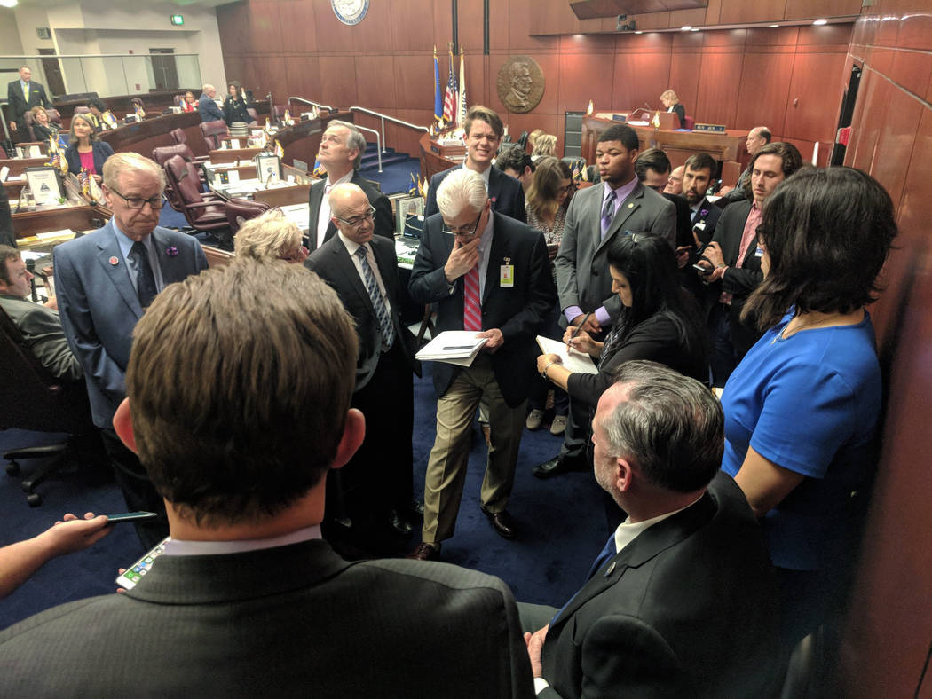 Senators held session till after midnight Sunday and held frequent committee meetings "behind t ...