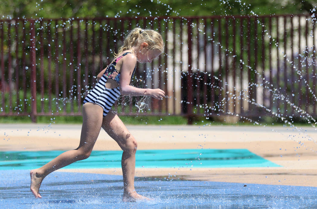 Maye Spann, 6, plays at Paseo Vista Park on Monday, June, 3 2019, in Henderson. (Bizuayehu Tesf ...