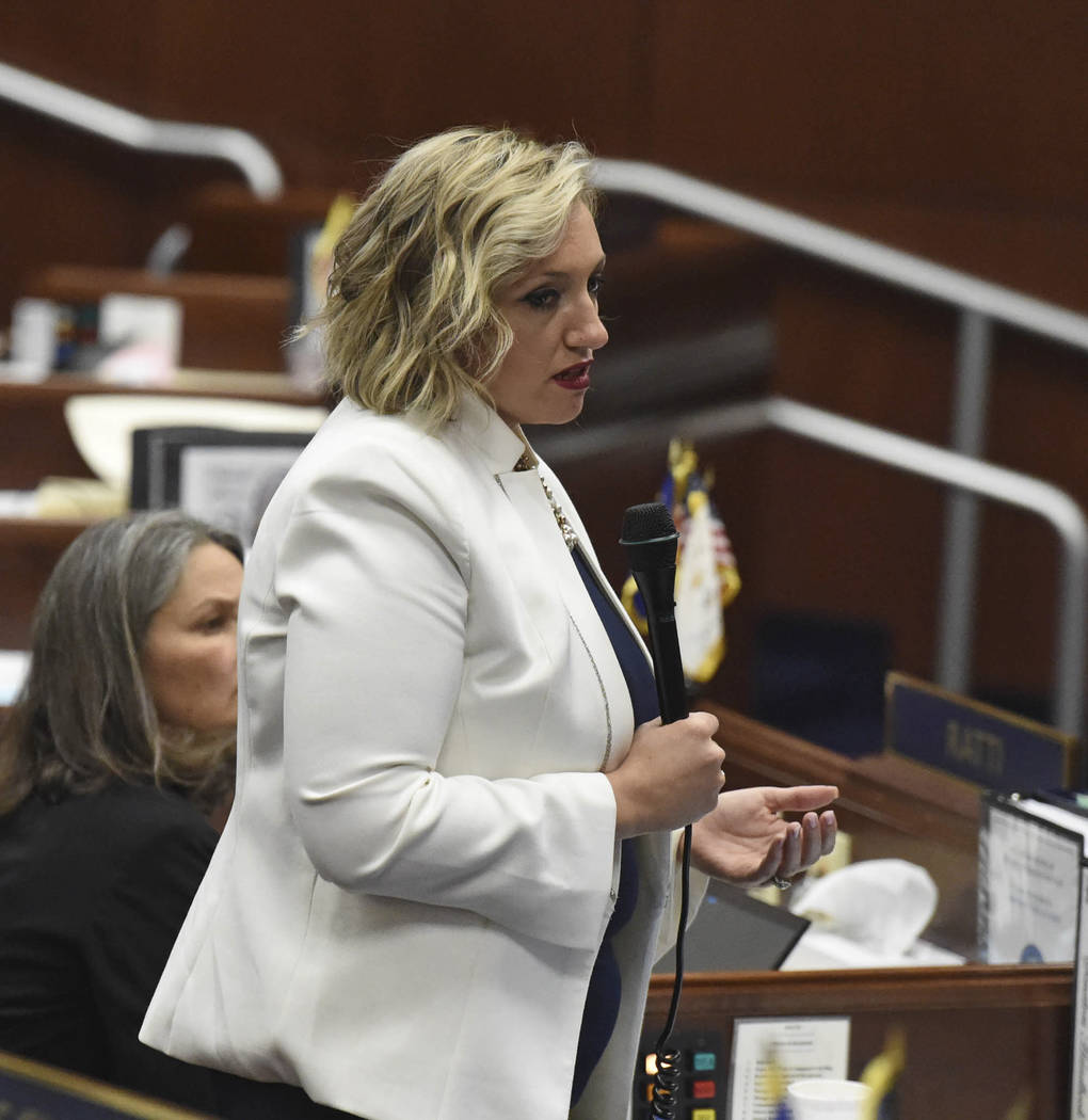 Nevada state Sen. Nicole Cannizzaro makes a push for education bill 551 on the last day of the ...