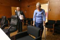 File - In this Sept. 6, 2017, file photo, Leslie Van Houten enters with her attorney Rich Pfeif ...