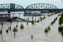 Water from the Mississippi River floods Leonor K. Sullivan Boulevard, Saturday, June 1, 2019, i ...
