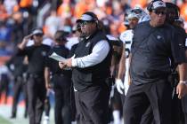 Oakland Raiders defensive coordinator Paul Guenther on the sideline during the second half of t ...
