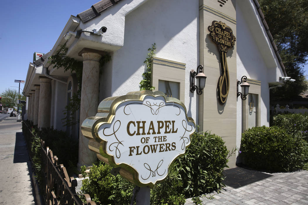 Chapel of the Flowers, a wedding chapel on Las Vegas Boulevard, is photographed on Thursday, Ju ...