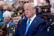 President Donald Trump participates in a ceremony to commemorate the 75th anniversary of D-Day ...