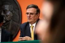 Marcelo Ebrard, Mexico's Secretary of Foreign Affairs, speaks during a news conference at the E ...