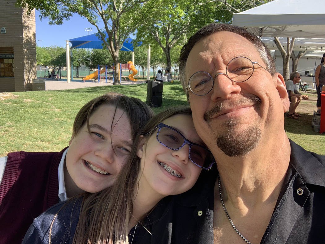 Penn Jillette with his son, Zolten, left, and daughter, Moxie CrimeFighter.