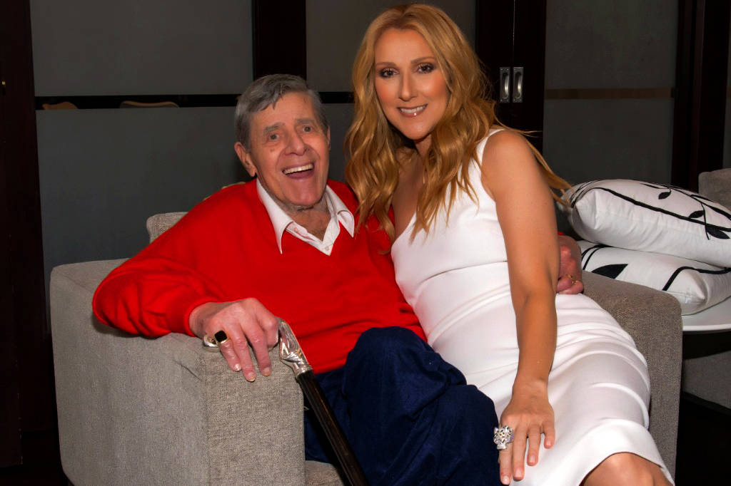 Jerry Lewis and Celine Dion backstage before her show Wednesday night at Caesars Palace. (Cashm ...