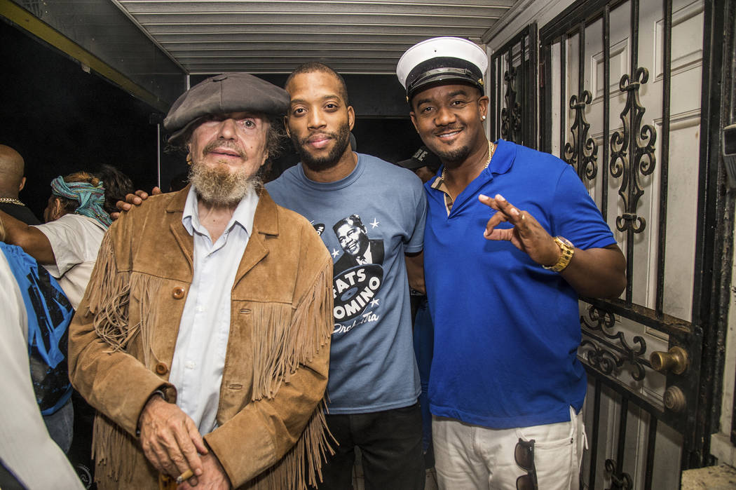 Dr. John, from left, Trombone Shorty and Chevis Brimmer seen during a second line parade honori ...