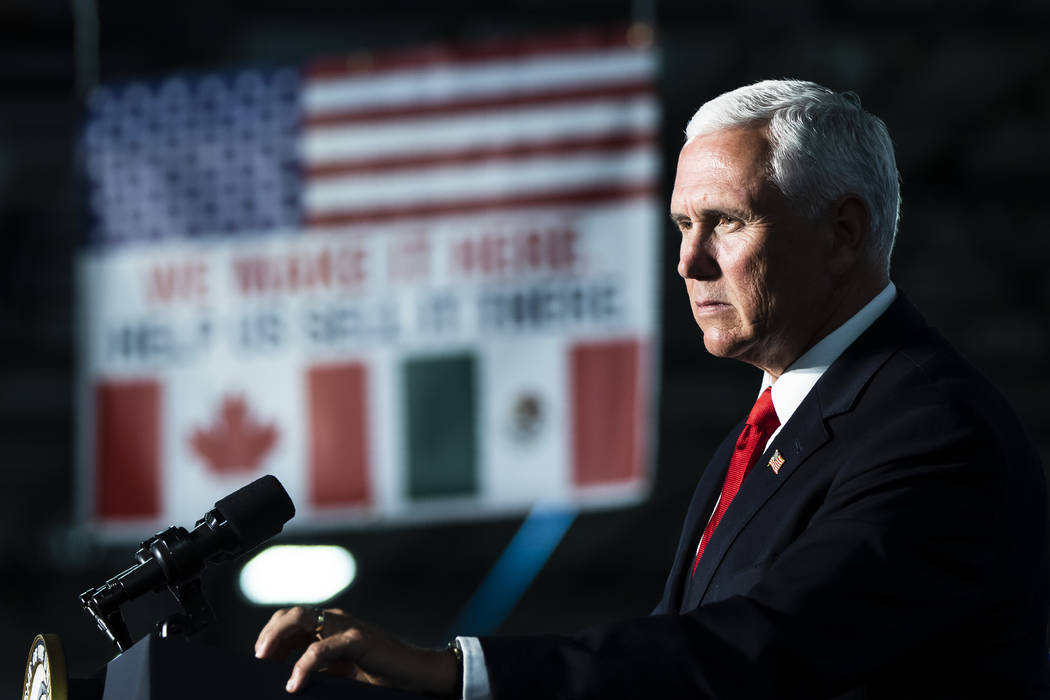 Vice President Mike Pence speaks at JLS Automation in York, Pa., Thursday, June 6, 2019. (AP Ph ...