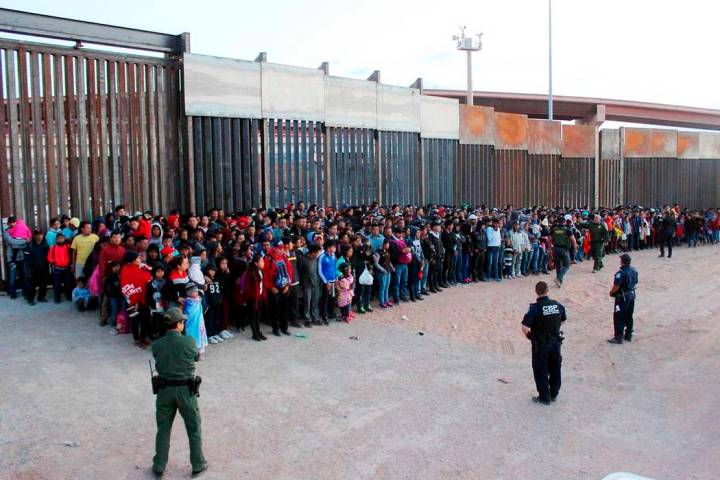A May 29, 2019, photo released by U.S. Customs and Border Protection (CBP) shows some of 1,036 ...