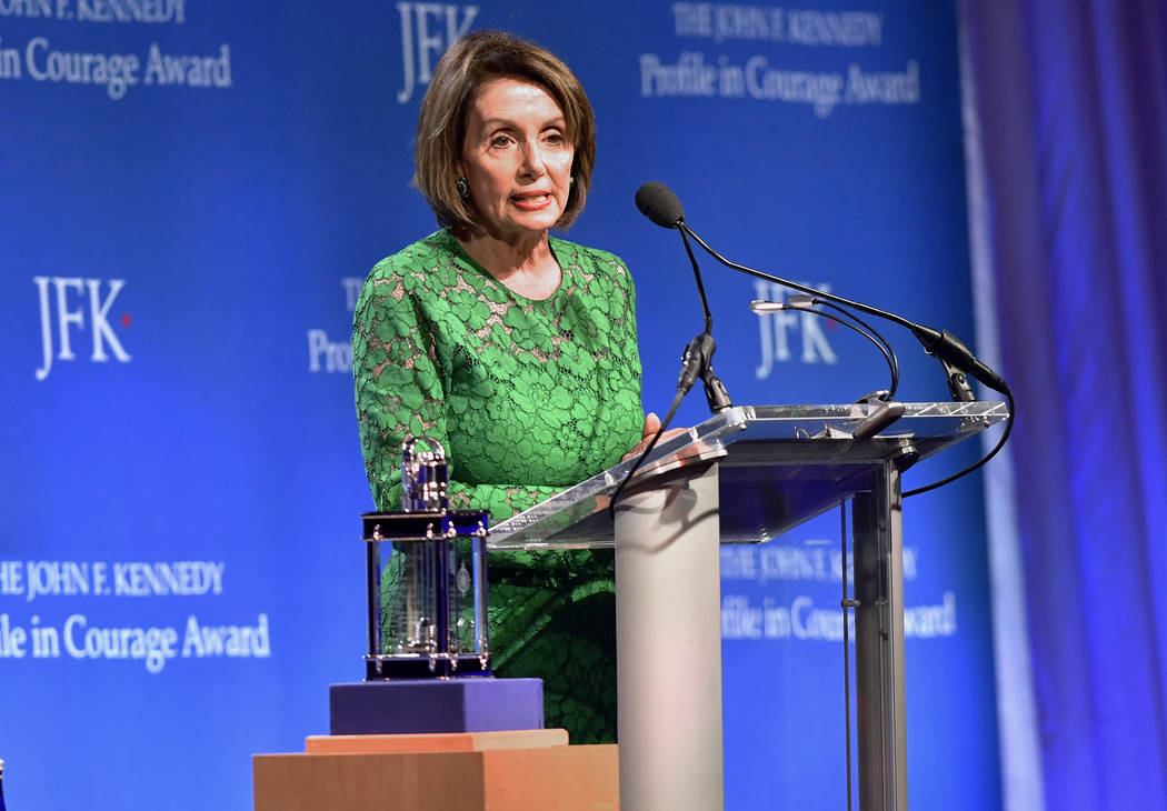 Speaker of the House Nancy Pelosi, D-Calif., speaks after she received the 2019 John F. Kennedy ...