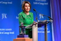Speaker of the House Nancy Pelosi, D-Calif., speaks after she received the 2019 John F. Kennedy ...