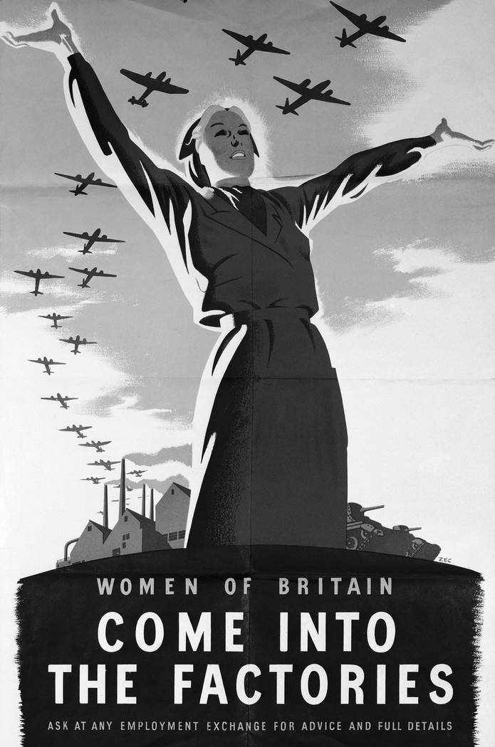 FILE - this Jan. 8, 1943 file photo shows an appeal for more women workers to enter the war fac ...