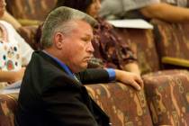 North Las Vegas Constable Robert Eliason appears before the Clark County Commission, Wednesday, ...