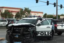 A Las Vegas officer was involved in a crash at Lake Mead and Martin Luther King boulevards on F ...