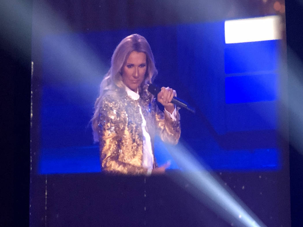 Celine Dion performs in her final show at the Colosseum at Caesars Palace on Saturday, June 8. ...