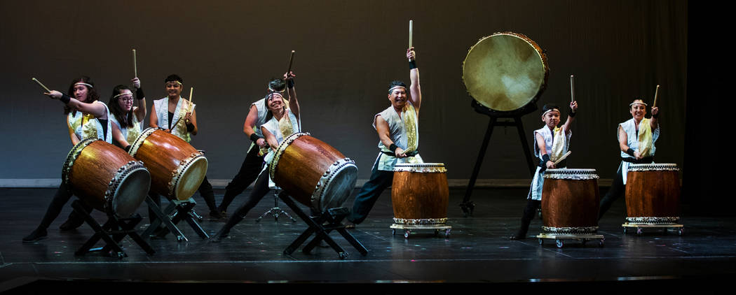 Members of Korabo, a Las Vegas taiko ensemble committed to learning and sharing the traditional ...