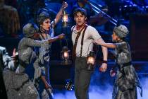 Reeve Carney, of the cast of "Hadestown" performs at the 73rd annual Tony Awards at R ...