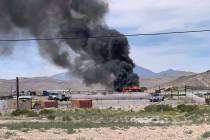 Vehicle fire on southbound Interstate 15 near St. Rose Parkway, Monday, June 10, 2019. (Twitter ...