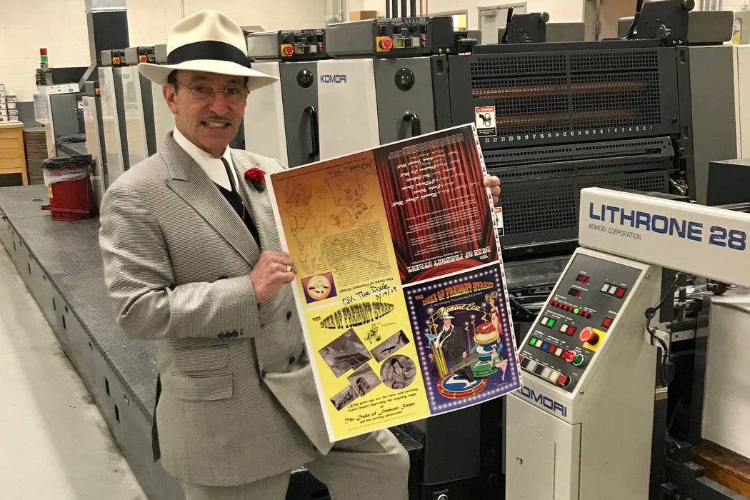 The Duke of Fremont Street with the front and back covers of his first comic book at Royal Prin ...