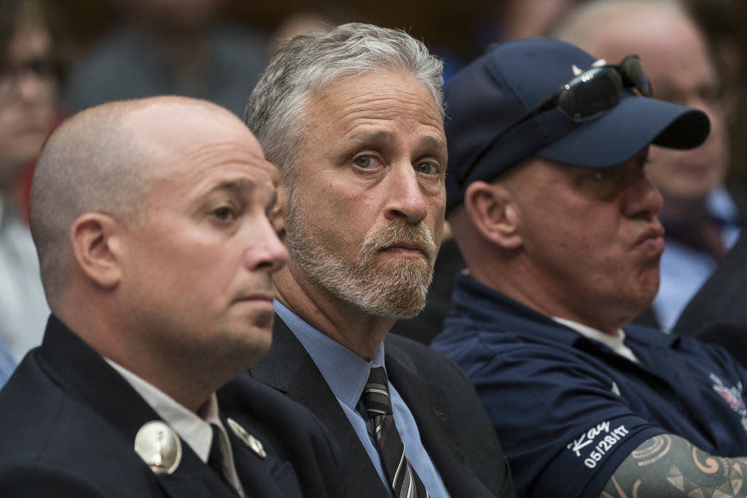 Entertainer and activist Jon Stewart lends his support to firefighters, first responders and su ...